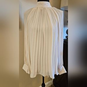 H & M Pleated Blouse- Cream- Size Large